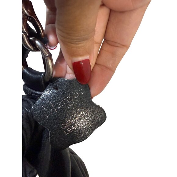 Margot Black Leather Hobo Bag With Tassel Accent & Adjustable Strap - Picture 7 of 15